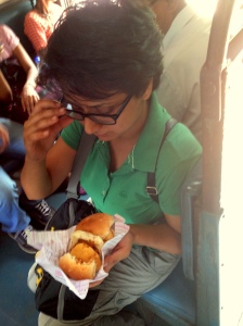 Two tasty vada pavs for Rs 10? Yes, that is what I got in the passenger train from Chiplun to Khed.